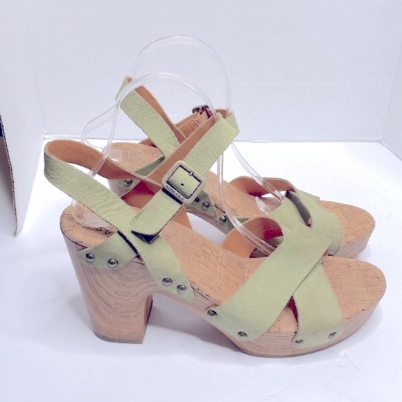 Kork-Ease Drew Leather Cross Banded Platform Sandals Pastel Green Size 10 - Picture 5 of 6